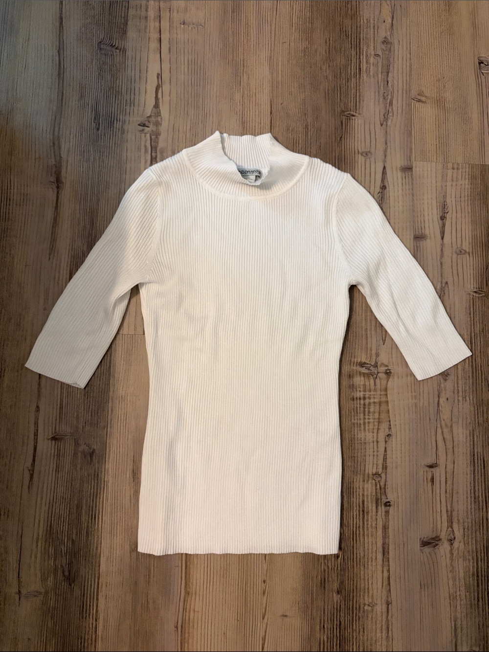Ribbed Mock Neck Women’s Top in Cream